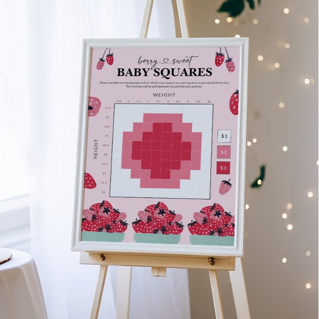 Berry Sweet Baby Shower Betting Squares Sign (Creator Uploaded)