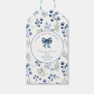 Berry Sweet Baby Shower Blueberry Bow Square  Gift Tags