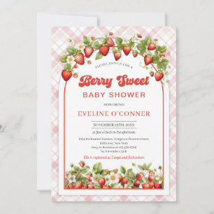 Berry Sweet Baby Shower Boho Pink Strawberry Invitation