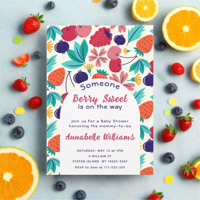 Berry Sweet Baby Shower Colourful Fruit Summer  Invitation (Creator Uploaded)