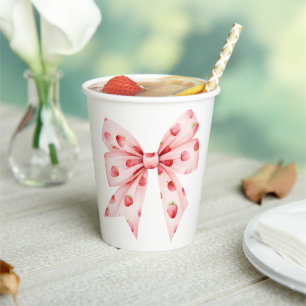 Berry Sweet Baby Shower Coquette Bow Paper Cups