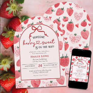 Berry Sweet Baby Shower Coquette Pink Strawberry Invitation