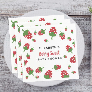 Berry Sweet Baby Shower Cute Strawberry Custom  Napkin