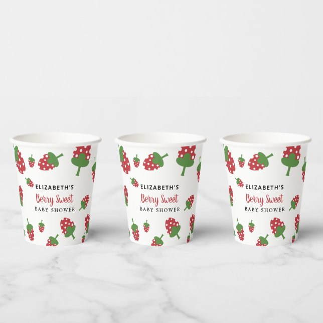 Berry Sweet Baby Shower Cute Strawberry Custom  Paper Cups (Multi)