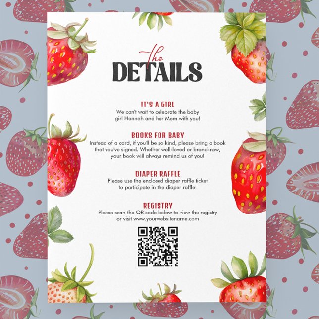 Berry Sweet Baby Shower Details Thank You Card (Creator Uploaded)