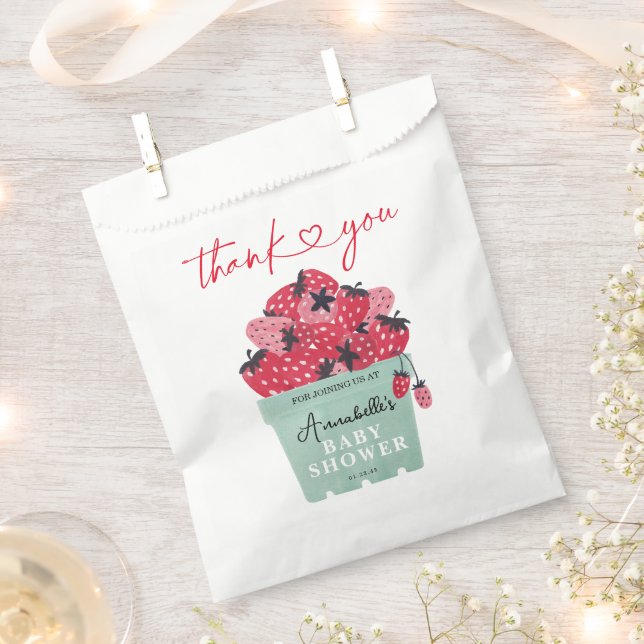 Berry Sweet Baby Shower Favour Bag Strawberry (Clipped)