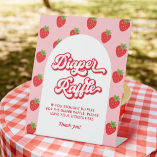 Berry Sweet Baby Shower Game Diaper Raffle Pedestal Sign