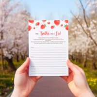 Berry Sweet Baby Shower Games Card, Shower Game