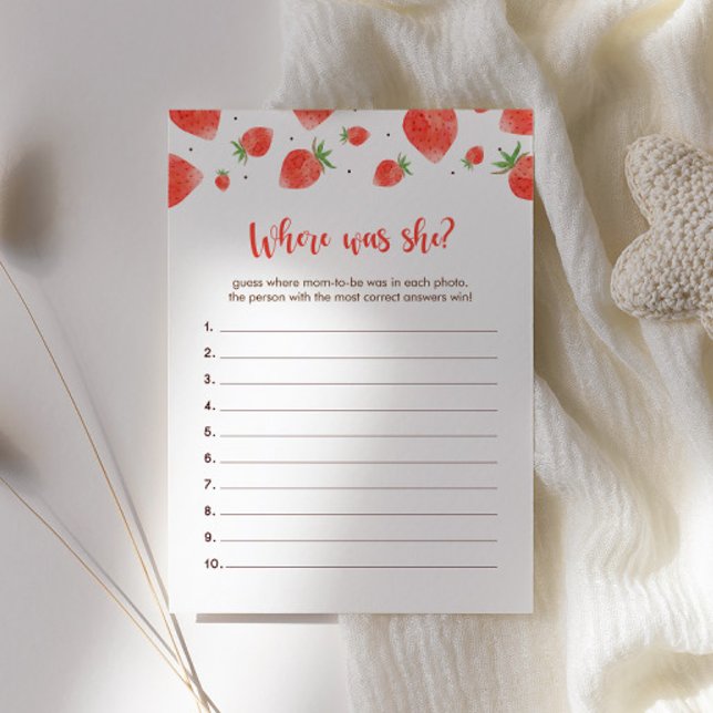 Berry Sweet Baby Shower Games, Where Was She Game Invitation (Creator Uploaded)