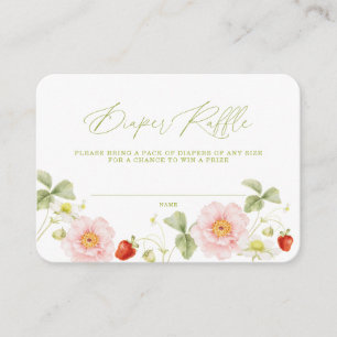 Berry Sweet Baby Shower Gingham Diaper Raffle Enclosure Card