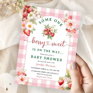 Berry Sweet Baby Shower Girl Pink Strawberry Invitation