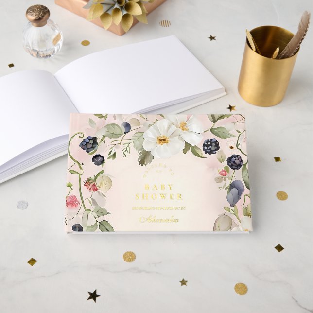  Berry Sweet Baby Shower Guest Book (Front Open)