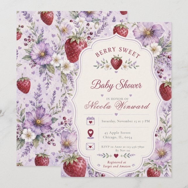 Berry Sweet Baby Shower Invitation (Front/Back)