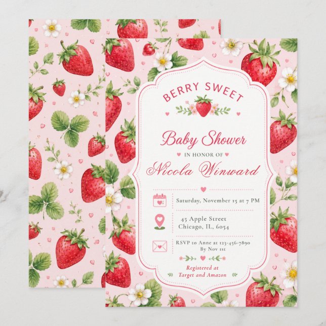 Berry Sweet Baby Shower Invitation (Front/Back)