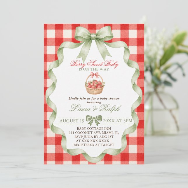 Berry Sweet Baby Shower Invitation (Standing Front)