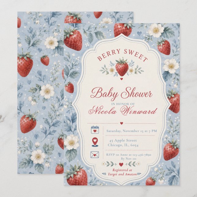 Berry Sweet Baby Shower Invitation (Front/Back)