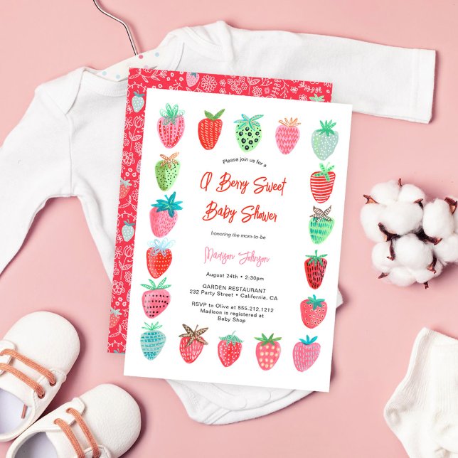 Berry Sweet Baby Shower Invitation Strawberry (Berry Sweet Baby Shower Invitation Strawberry)