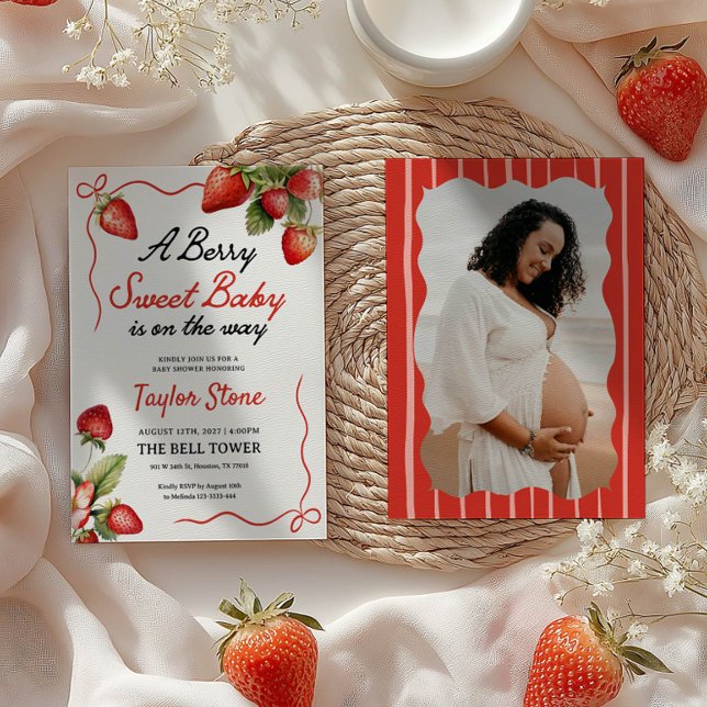  Berry Sweet Baby Shower Invitation with photo  (Creator Uploaded)
