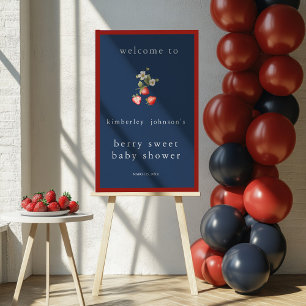 Berry Sweet Baby Shower Navy Welcome Sign 