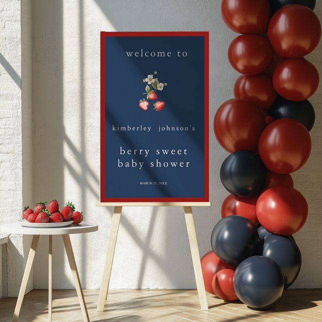 Berry Sweet Baby Shower Navy Welcome Sign  (Creator Uploaded)