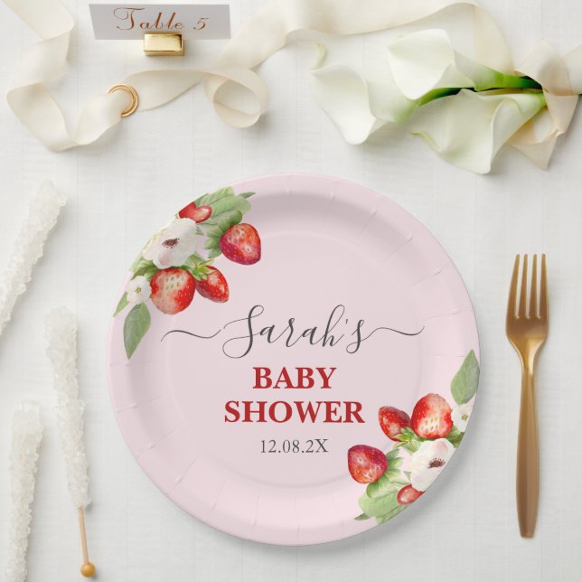 Berry Sweet Baby Shower Paper Plate (Wedding)