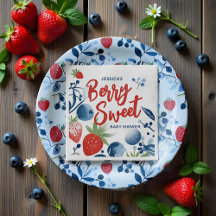 Berry Sweet Baby Shower Paper Plate