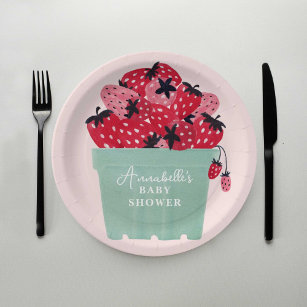 Berry Sweet Baby Shower Paper Plates Strawberry