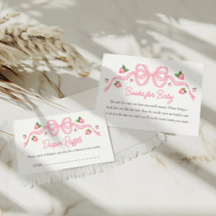 Berry Sweet Baby Shower Pink Bow Books for Baby Enclosure Card