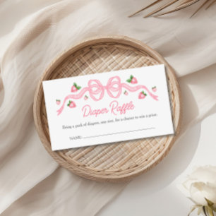 Berry Sweet Baby Shower Pink Bow Diaper Raffle Enclosure Card