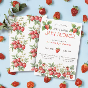 Berry Sweet Baby Shower Strawberries Invitation