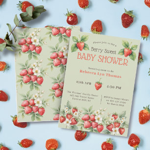 Berry Sweet Baby Shower Strawberries  Invitation