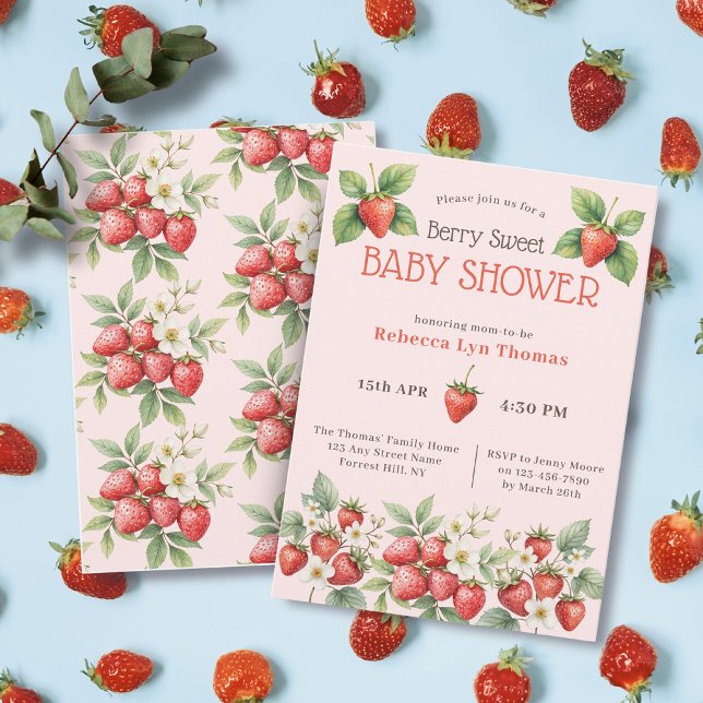 Berry Sweet Baby Shower Strawberries  Invitation (Creator Uploaded)