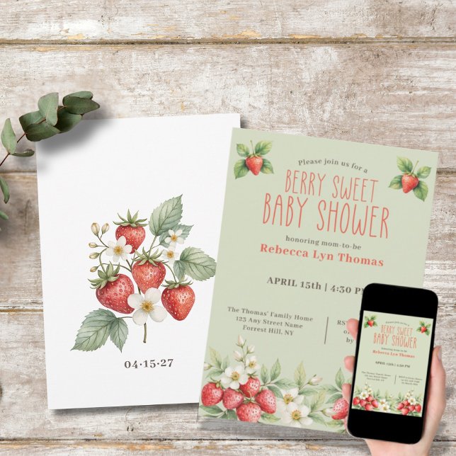Berry Sweet Baby Shower Strawberries  Invitation (Creator Uploaded)