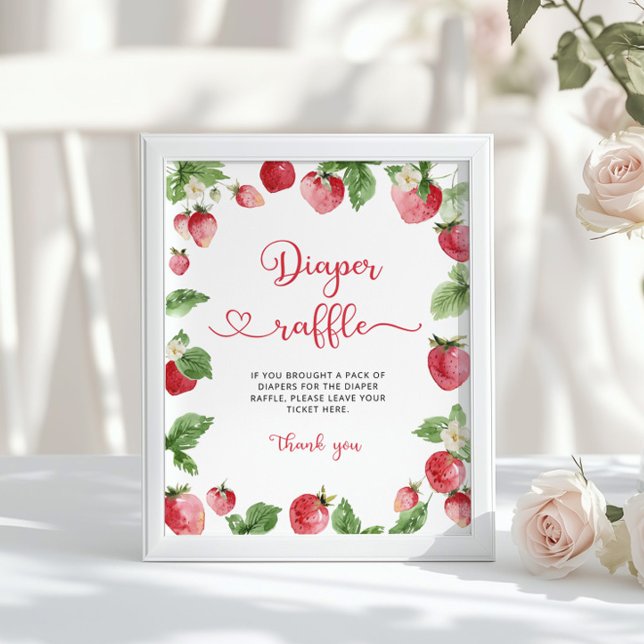 Berry sweet baby shower. Strawberry diaper raffle Poster (Creator Uploaded)