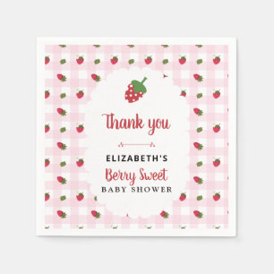 Berry Sweet Baby Shower Strawberry Gingham Napkin