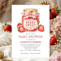 Berry Sweet Baby Shower Strawberry Jam Jar Gingham