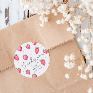 Berry Sweet Baby Shower Strawberry Thank You  Classic Round Sticker