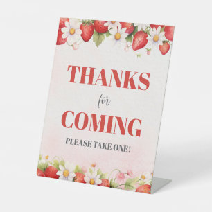 Berry Sweet Baby Shower Thanks for coming Pedestal Sign