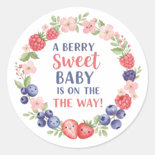 Berry Sweet Baby Shower Watercolor Classic Round Sticker