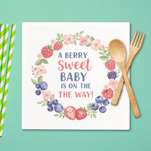 Berry Sweet Baby Shower Watercolor Napkin