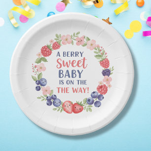 Berry Sweet Baby Shower Watercolor Paper Plate