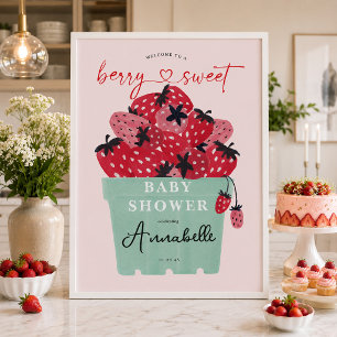 Berry Sweet Baby Shower Welcome Sign Poster