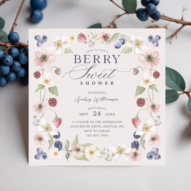 Berry Sweet Baby Shower Wild Berries & Flowers Invitation (Berry Sweet Baby Shower Wild Berries & Flowers Invitation)
