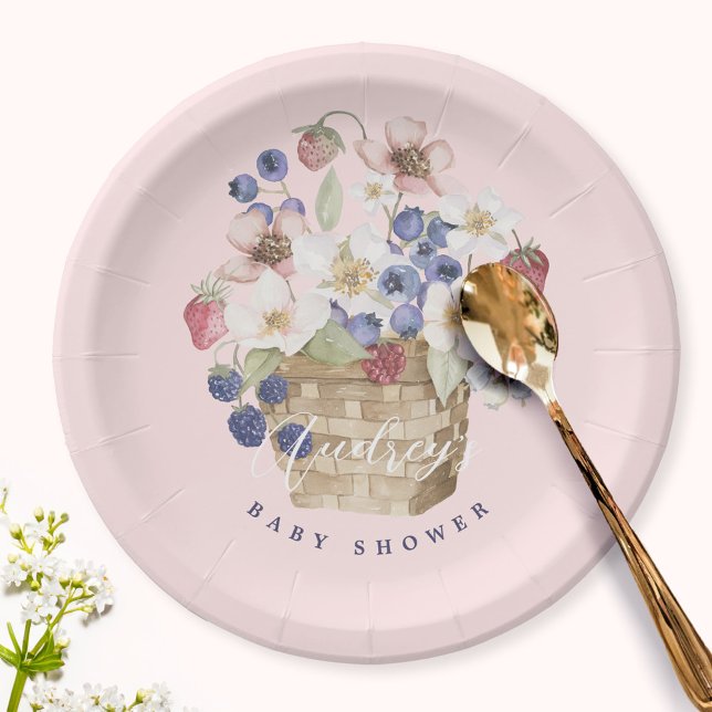 Berry Sweet Baby Shower Wild Berries & Flowers Paper Plate (Berry Sweet Baby Shower Wild Berries & Flowers Paper Plates)
