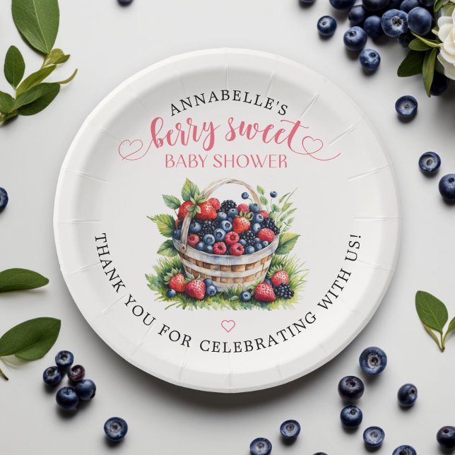Berry Sweet Baby Shower Wild Berries  Paper Plate (Creator Uploaded)