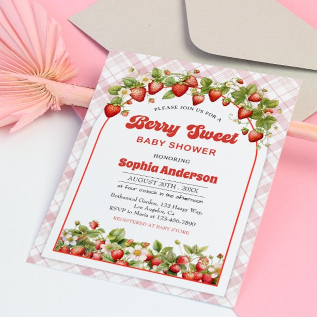 Berry Sweet Baby Shower with Strawberry Theme Invitation (Creator Uploaded)