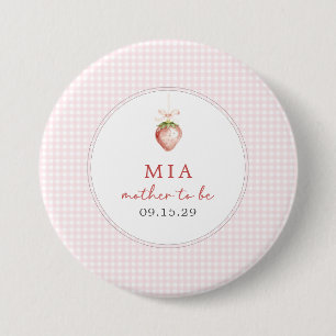 Berry Sweet Baby Strawberry Coquette Gingham  7.5 Cm Round Badge