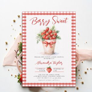 Berry Sweet Berries Art Garden Gingham Baby Shower Invitation