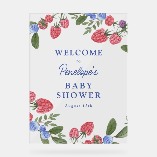 Berry Sweet Berries Baby Shower Welcome Sign (Front)