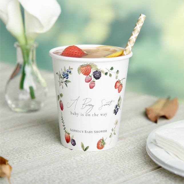 Berry Sweet Berries Girl Baby Shower Paper Cups (Insitu)